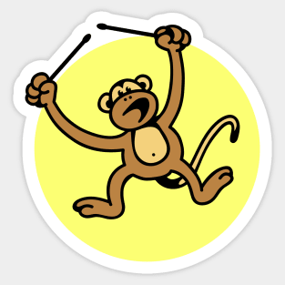 Monkey Drummer Sticker